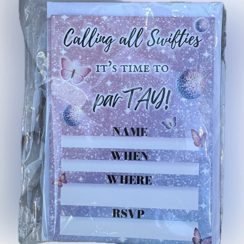 Pink‎ and Purple Party Invitation Cards